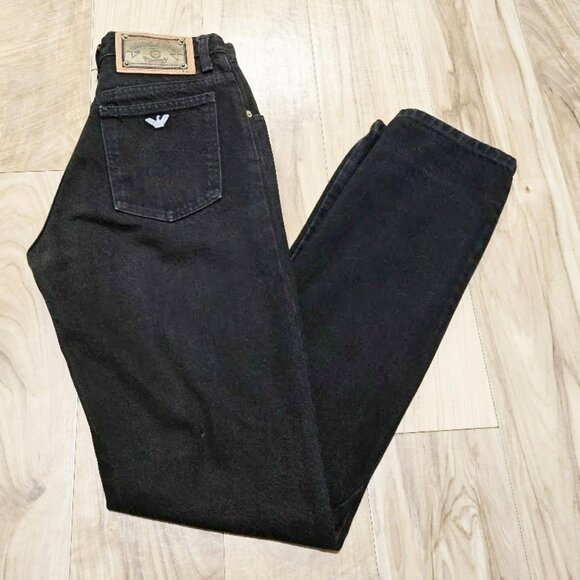 Vintage Armani Jeans 6 Womens 80s / 90s Straight High Rise Black Denim Usa 29x34 - Picture 9 of 16